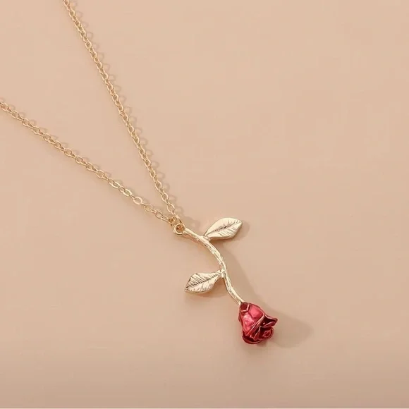 NEW Gold Rose Pendant Necklace - Picture 2 of 5